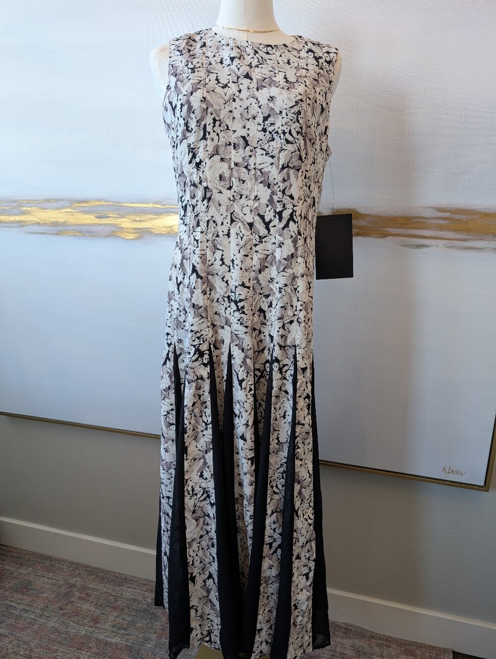 NWT Tuckernuck Andi Pleat Midi Dress in Gray Gardens Floral